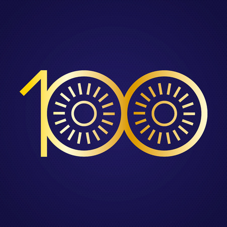 100th anniversary with an infinity symbol. Creative design. Gold metalsのイラスト素材