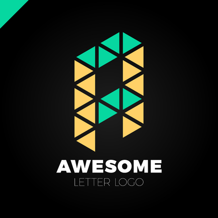 Triangle Letter A Logo Icon. Simple isometric logotypeのイラスト素材