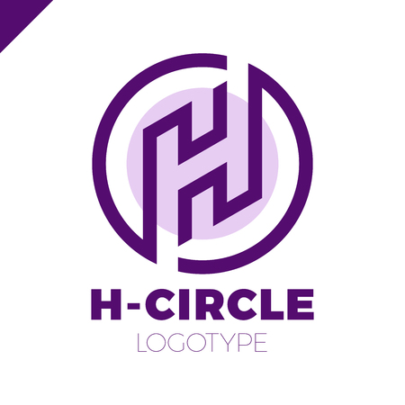 Letter H Logo With Circle in line style Design Templateのイラスト素材