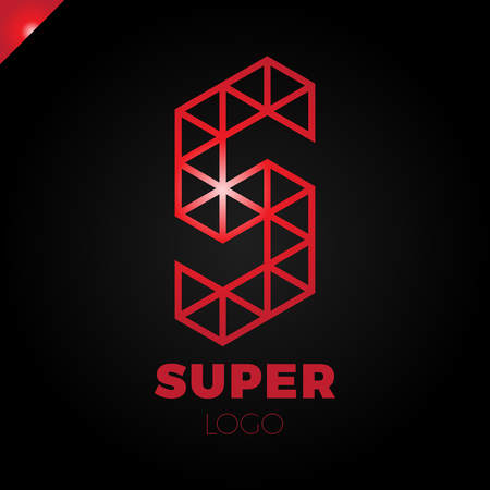 Abstract letter S logo design template. Colorful polygon creative sign. Vector triangle icon.のイラスト素材