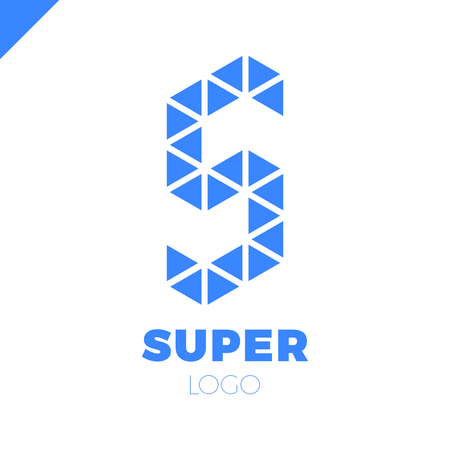 Abstract letter S logo design template. Colorful polygon creative sign. Vector triangle icon.のイラスト素材