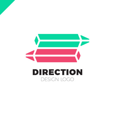 Two pencil 3d isometric arrow direction logo or symbolのイラスト素材