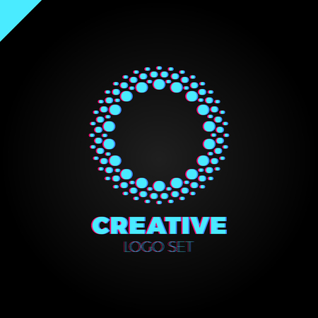 Clever and creative, dots or point letter O logo. Smart and idea logotypeのイラスト素材
