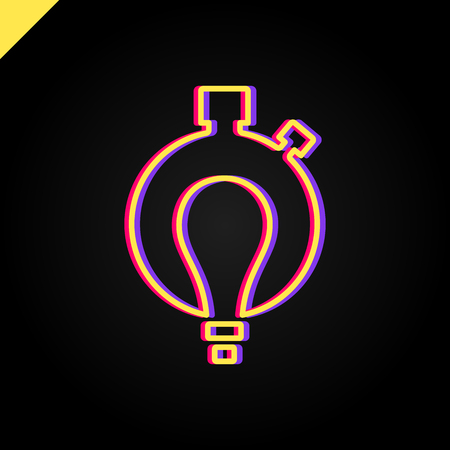 Time management and planning business concept. Vector logo or icon watch with bulb in negative space. Idea smart sport logotypeのイラスト素材