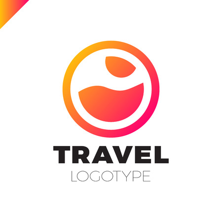 Sun And Sea logo design template. Vector colorful sign logotypes for travel agency.のイラスト素材