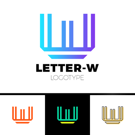 Abstract Letter W M logo design template. Line vector symbol. Premium elegant sign mark iconのイラスト素材