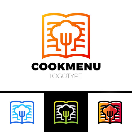 Recipe or cooking Book Logo Template Design. Menu with the fork iconのイラスト素材