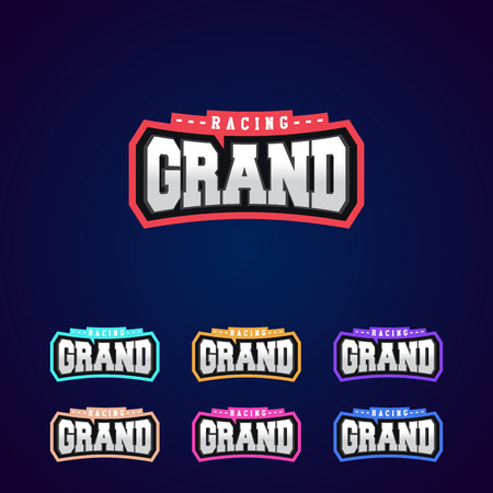 Set of the power full grand racing typography logo emblem design for t- shirtのイラスト素材