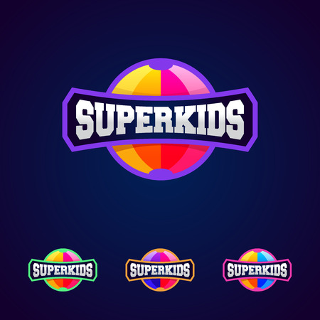 Super kids, super hero power full typography, t-shirt graphics, vectors. Sport style logo.のイラスト素材