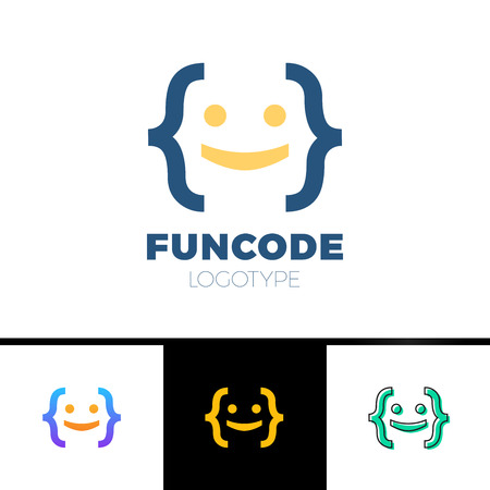 Code Bracket Man Logo - head of smile man done with bracketsのイラスト素材