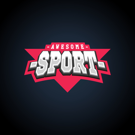 Sport text power full typography, t-shirt graphics, vectors. Awesome sport retro text emblemのイラスト素材