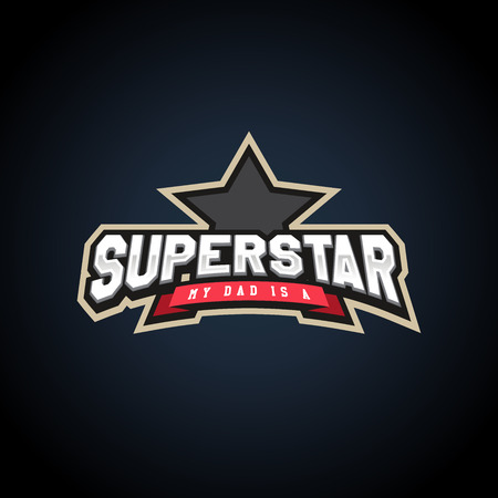 Superstar power full typography, t-shirt graphics, vectors. Awesome sport retro text emblemのイラスト素材