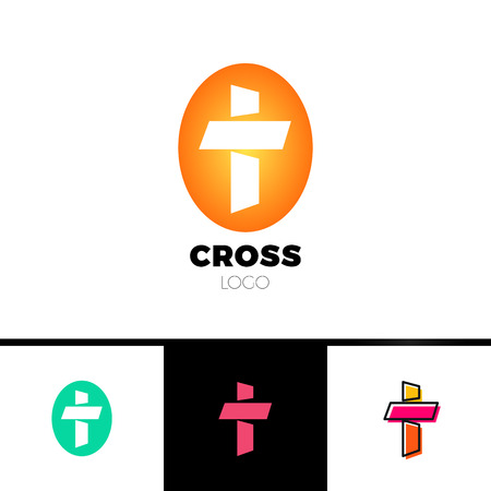 Christian cross logo in simple and clean style. Church logoのイラスト素材
