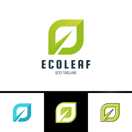 Ecology leaf logo. Green eco logotype in simple form for your companyのイラスト素材