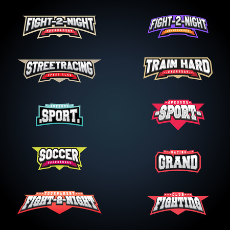 Sport emblem typography set. Super logo for your t-shirt. Mega logotype collectionのイラスト素材
