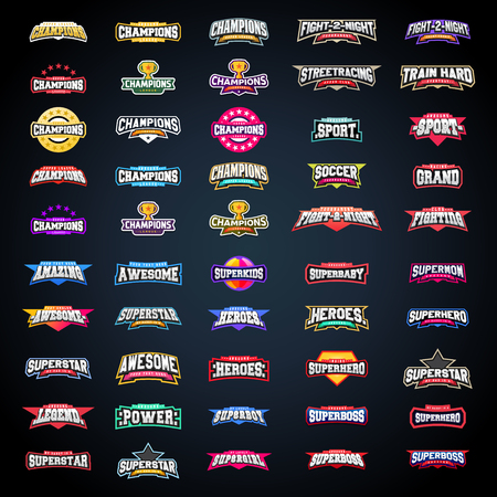 Sport emblem typography set. Super logo for your t-shirt. Mega logotype collectionのイラスト素材