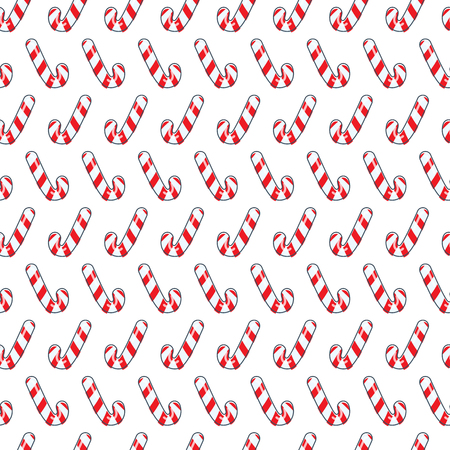 Cheerful candy cane on white background seamless patternのイラスト素材