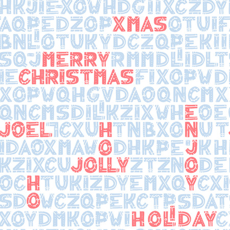 Seamless typographic Christmas background design for greeting cards with seasonal messages in decorative text.のイラスト素材