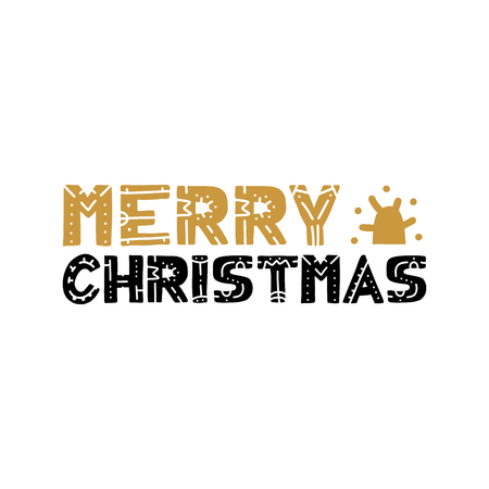 Merry Christmas text design. Vector logo, typography. Usable as banner, greeting card, gift package etc.のイラスト素材