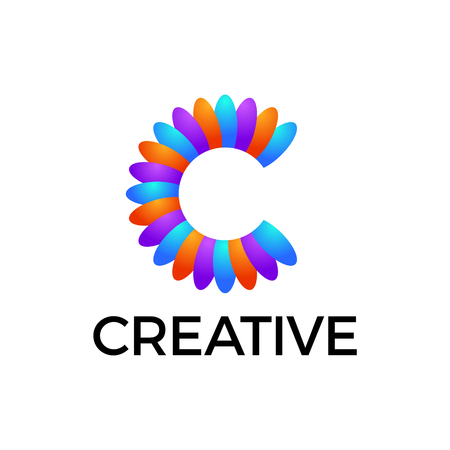 Creative Letter C colorful flower leaf Abstract icon.のイラスト素材