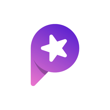 Simple Circle Letter p with star icon in center.のイラスト素材