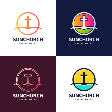 Template  icon for churches and Christian organizations cross of Calvary in the sun.のイラスト素材