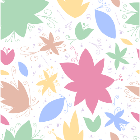 Hand draw seamless doodle pattern with flower line, great design for any purposes. Textile ornament Wedding and romantic ornament.のイラスト素材