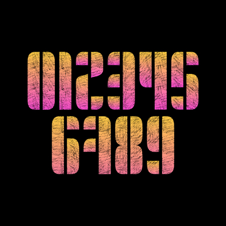 Set of ten numbers form zero to nine with grunge effect, number design elements.のイラスト素材