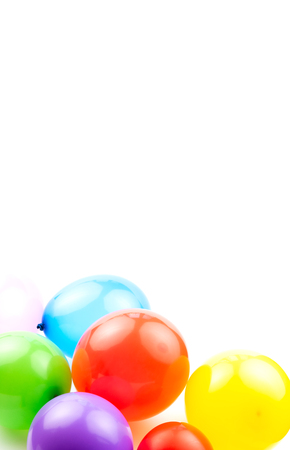 Colored birthday balloons isolate on a white background with space for your text.の写真素材