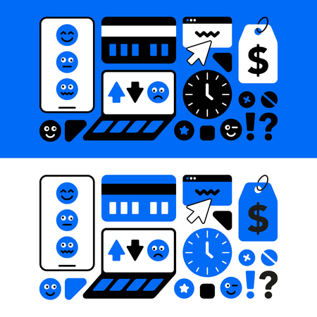 A set of thematic icons of the service center for the repair of mobile equipment. The concept of technical background of modern blue and black.のイラスト素材