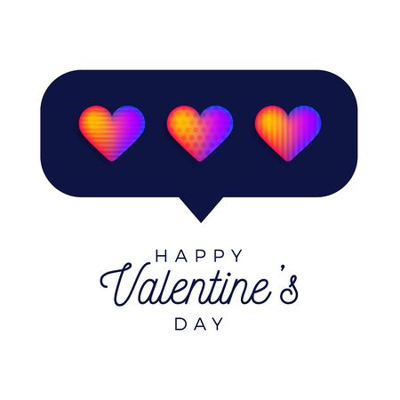 Card or Flyer Valentine rainbow heart Like counter, comment follower and notification symbol vector illustration isolated on white and dark backgroundのイラスト素材