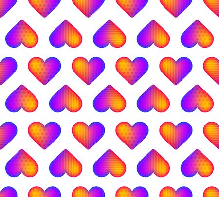 Seamless rainbow realistic heart pattern vector. A beautiful idea for a romantic greeting card. Seamless vector pattern - rainbow hearts backgroundのイラスト素材