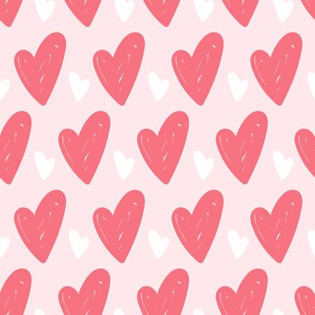 Heart seamless pattern. Vector love illustration. Valentine Day, Mother Day. Wedding, scrapbook, gift wrapping paper, textil or baby diaper texture with hearts and polka dotsのイラスト素材