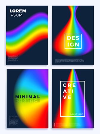 Rainbow Gradient waves stock vector illustration four cover design. Design template with morden bright gradient colors. Poster with abstract fluid shapes. Banners and cover Vector illustration.のイラスト素材