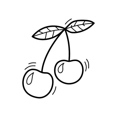 Hand drawn doodle cherry icon Vector illustration for backgrounds, textile prints, menu, web and graphic design.のイラスト素材