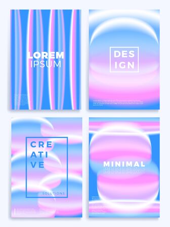 Blue and pink Gradient waves stock vector illustration four cover design. Design template with morden bright gradient colors. Poster with abstract fluid shapes. Banners and cover Vector illustration.のイラスト素材