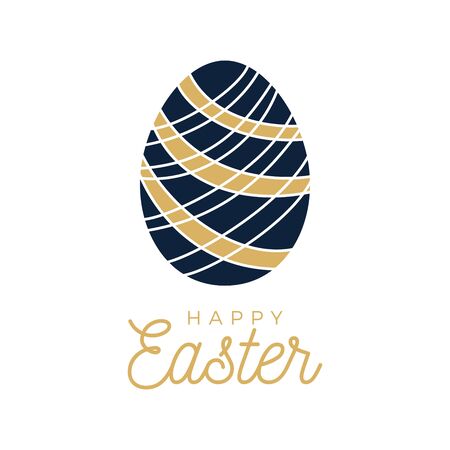 Easter egg. Hand-drawn egg in doodle style with greeting Easter lettering and patterns insideのイラスト素材