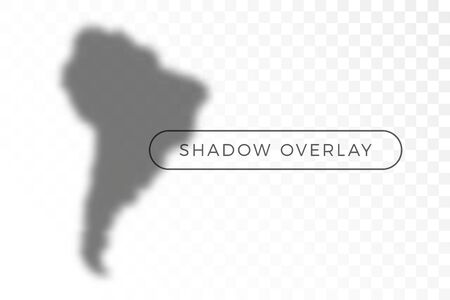 South America World map shadow realistic grey decorative background vector illustration. Transparent shadow overlay effects for branding. Planet map shadows for natural light effects. Shadow and lightのイラスト素材