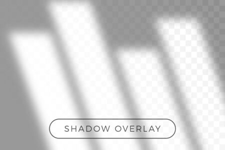 Overlay shadow of natural lighting in realism style with transparent shadow light effect overlay. Presentation your design card, poster, stories Photo realistic vector illustration.のイラスト素材