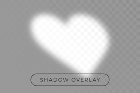 Shadow of heart overlay effects for mockup. Photo-realistic vector illustration. Heart shape window shadows for natural light effects. Shadow and lightのイラスト素材