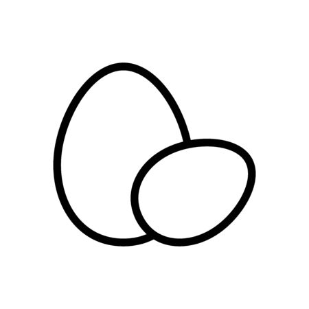 Two eggs icon. Thin linear two eggs outline icon isolated on white background from food collection. Line vector sign, symbol for web and mobileのイラスト素材