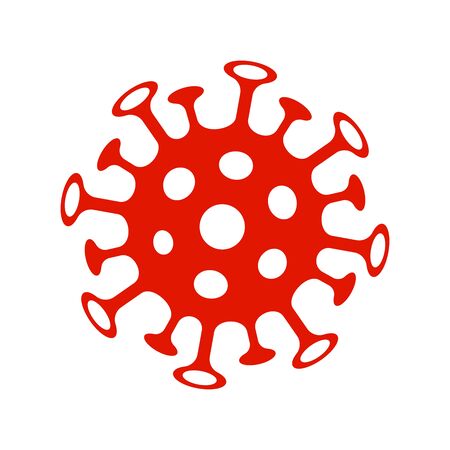 Red Coronavirus Bacteria Cell Icon, 2019-nCoV Novel Coronavirus Bacteria. No Infection and Stop Coronavirus Concepts.  Isolated Vector Iconのイラスト素材
