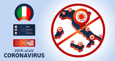 Coronavirus outbreak. Watch out for Novel Coronavirus outbreaks in Italy. Spread of the novel coronavirus Background.のイラスト素材