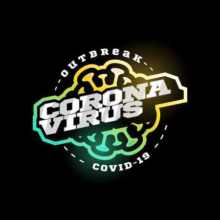 Coronavirus covid-19 . Modern professional Typography sport 2019-nCoV outbreak in retro style vector emblem and template logotype design. Coronavirus danger and public health risk diseaseのイラスト素材