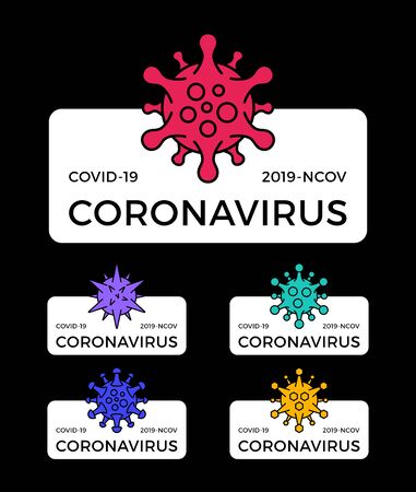 Set of coronavirus pandemic badge. health and medical vector illustration. COVID-19 virus outbreak spread. stop coronavirus t-shirt design concept.のイラスト素材