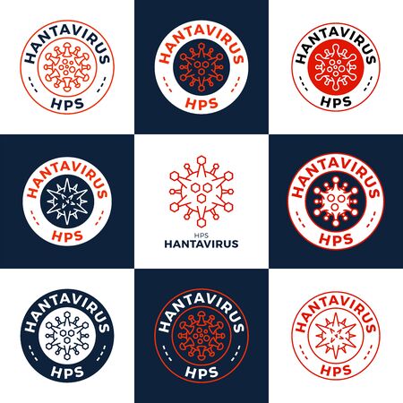 Creative Hantavirus Vector icon badge set. Pulmonary syndrome (HPS) is a rare but deadly viral infection. Vector illustration of the new Hanta virusのイラスト素材