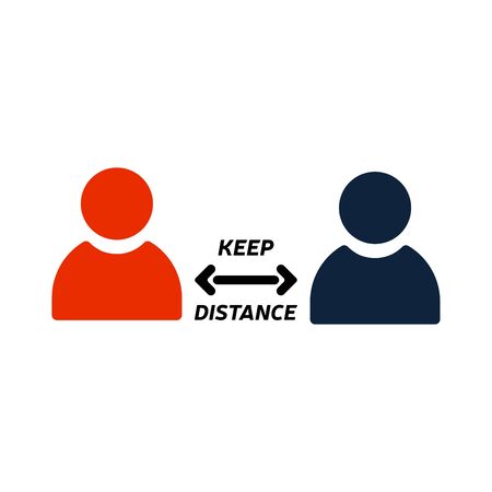 Keep distance sign. Coronovirus epidemic protective equipment. Preventive measures. Steps to protect yourself. Keep distance. Vector illustration.のイラスト素材