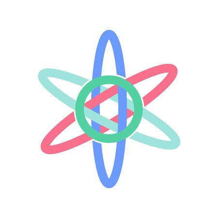 Atom icon - vector molecule illustration, chemistry science symbolのイラスト素材