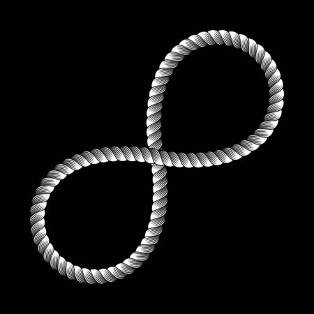 Infinity symbol made from rope vector sign logo. Knot, marine theme icon, vector illustrationのイラスト素材