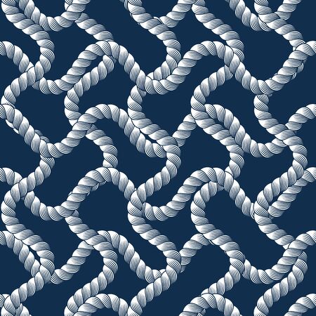 Rope seamless pattern, trendy vector wallpaper background. Weaving or fishing net macro detailed endless illustration.のイラスト素材